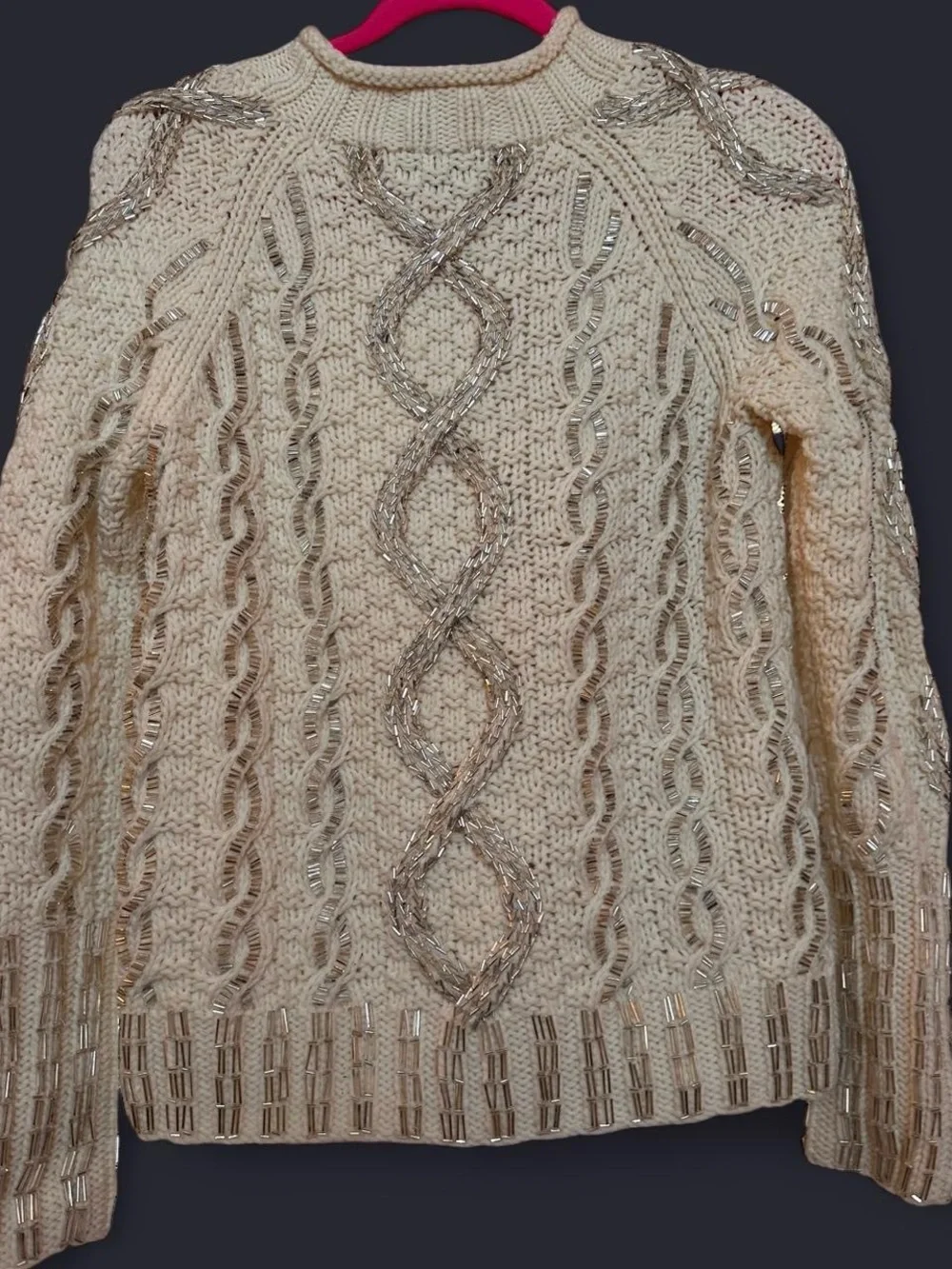 J. Crew | Ivory beaded cable-knit sweater | size small | new without tags!